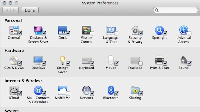 OS Xの不要なシステム環境設定アイコンを削除して設定を簡潔に