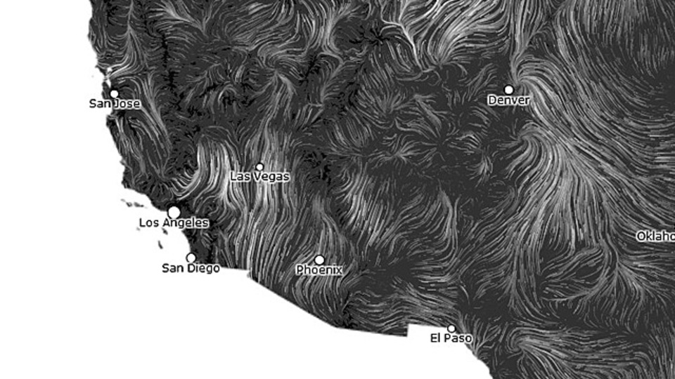 美しさすら感じる! 風の動きをリアルタイムで観測できる「Wind Map」