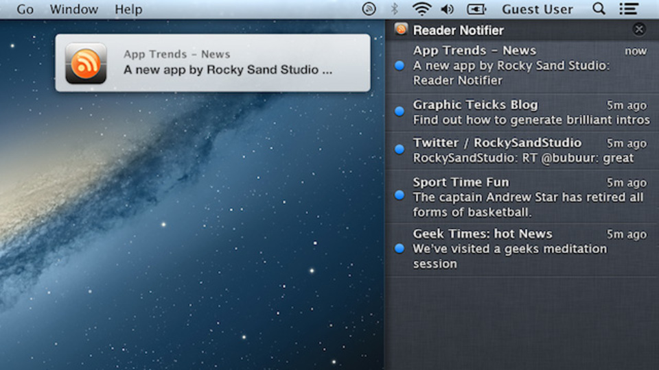OS Xの通知センターをフィードリーダーとして活用できる『Reader Notifier』