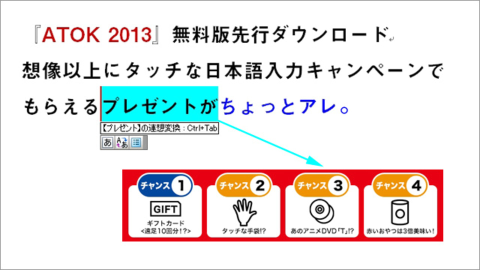 「ATOK 2013」の無料試用キャンペーンでタッチな(?)プレゼントが当たる