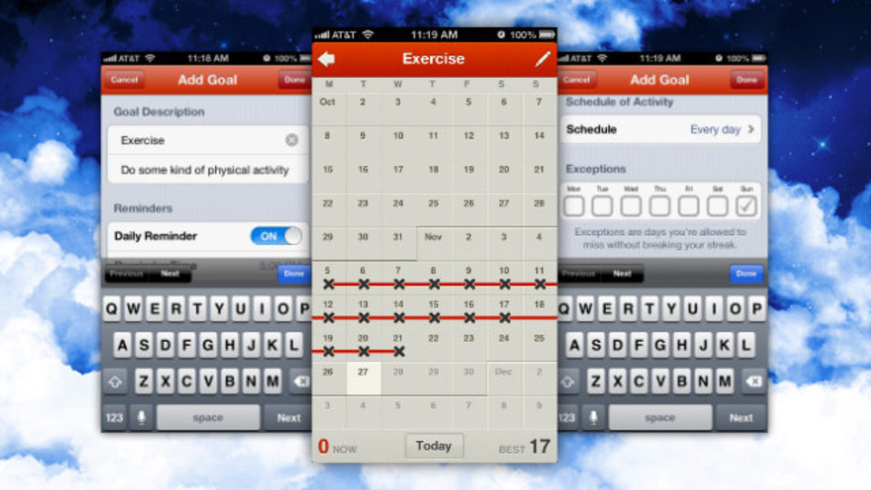 目標に向かってコツコツ頑張る人を応援するiPhoneアプリ「Goal Streaks」