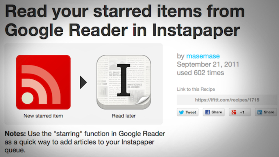 Google リーダーでスターを付けた記事を「あとで読む」アプリへ自動的に送る方法