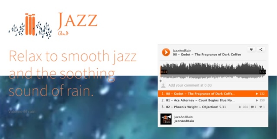 雨の音とともにジャズが聴けるサイト「Listen to Jazz and Rain」