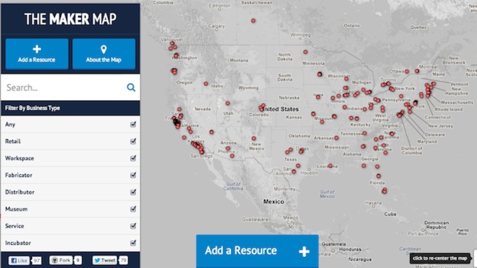 ハッカースペースなど、DIYに役立つ場所探しに便利な「The Maker Map」