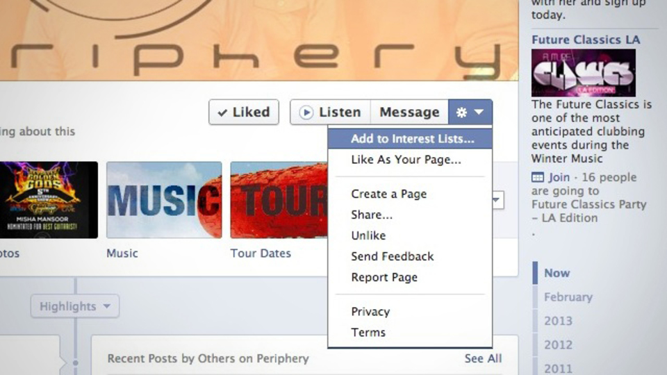 Facebookページに「いいね!」したことを知られずに、情報だけを受け取る機能