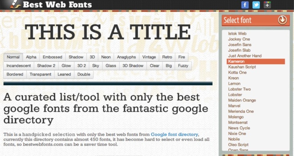 Google Fonts(グーグル・フォント)を使ったページプレビューが見れるサイト「Best Google Web Fonts」