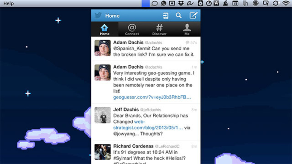 隠れツイートに最適なOS XメニューバーにTwitterの機能を追加できる『BirdDrop』