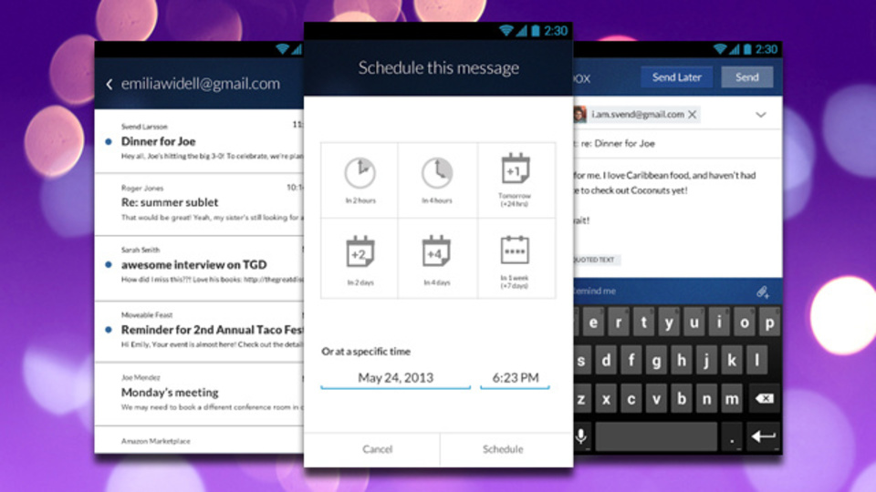 Gmailのメール送信予約ができる『Boomerang』のAndroidアプリが登場