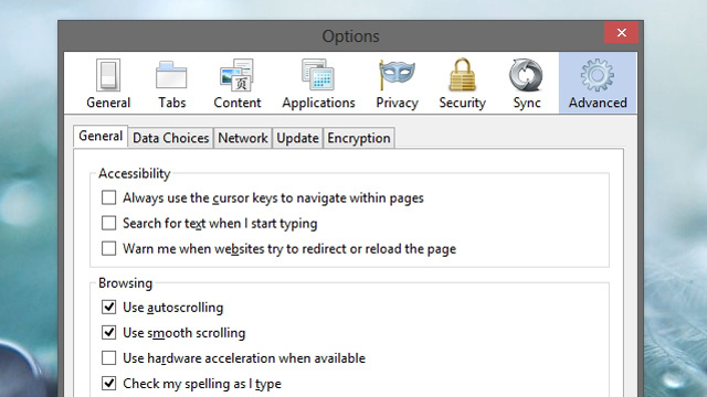 起動時間が長いなど、Firefoxの動作に問題がある場合はこの機能をオフにすると解決
