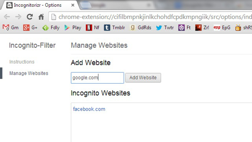 特定のサイトを常にシークレットモードで開くよう設定できる『Incognito Filter』