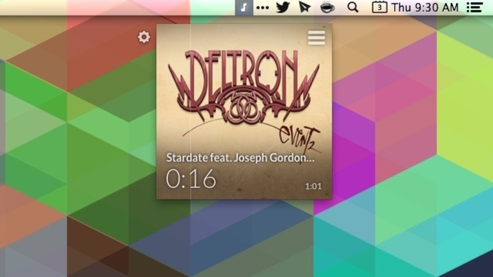 iTunesをメニューバーから操作できるシンプルツール『Muzzy』(無料)