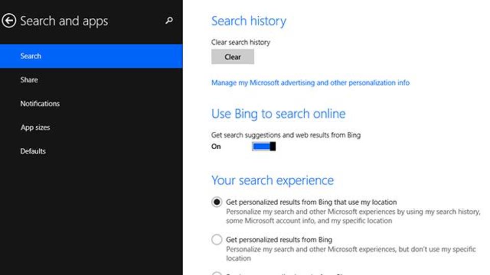 Windows8.1のBing検索をカスタマイズする方法