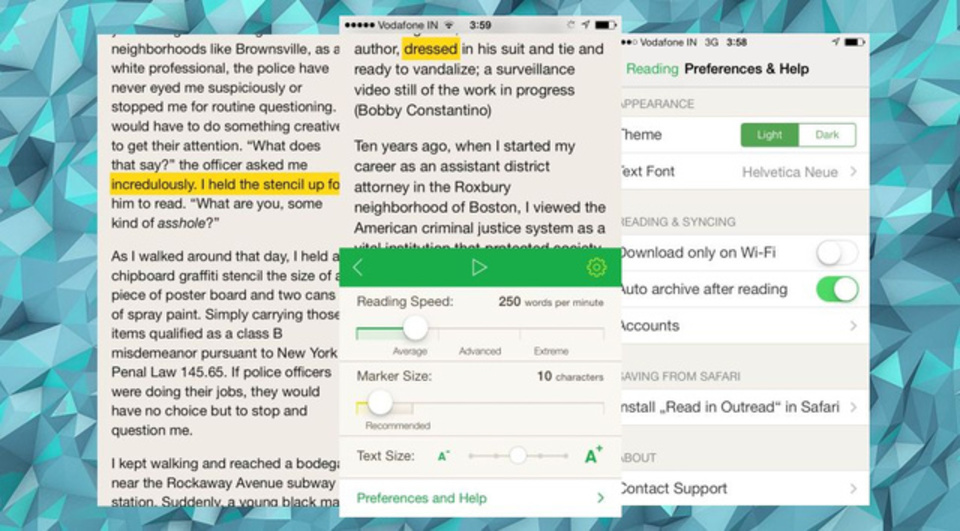 あとで読む系アプリに溜まった記事を消化しながら速読の練習ができるiPhoneアプリ『Outread』