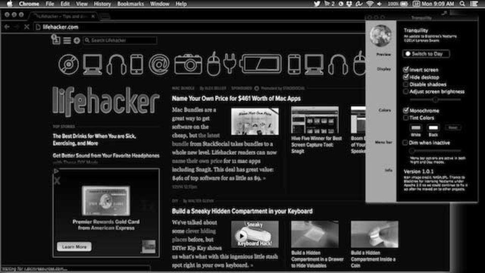 Macをワンクリックで夜用読書モードにしてくれる無料ツール「Tranquility」