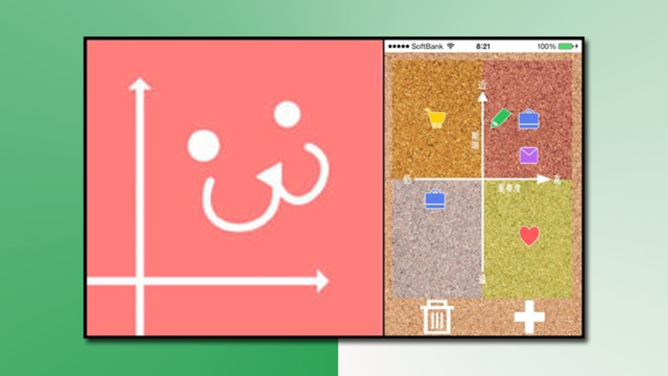 右上からこなす、というシンプルなルールづけがしやすいToDoアプリ『トドグラフ』