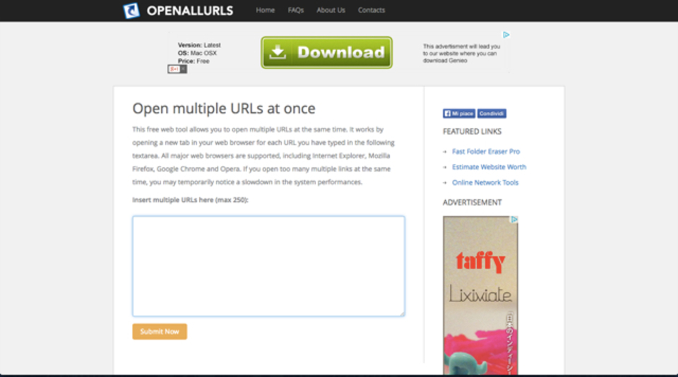最大250個まで! 指定したURLを一度にブラウザで開けるサービス「OpenAllURLs」