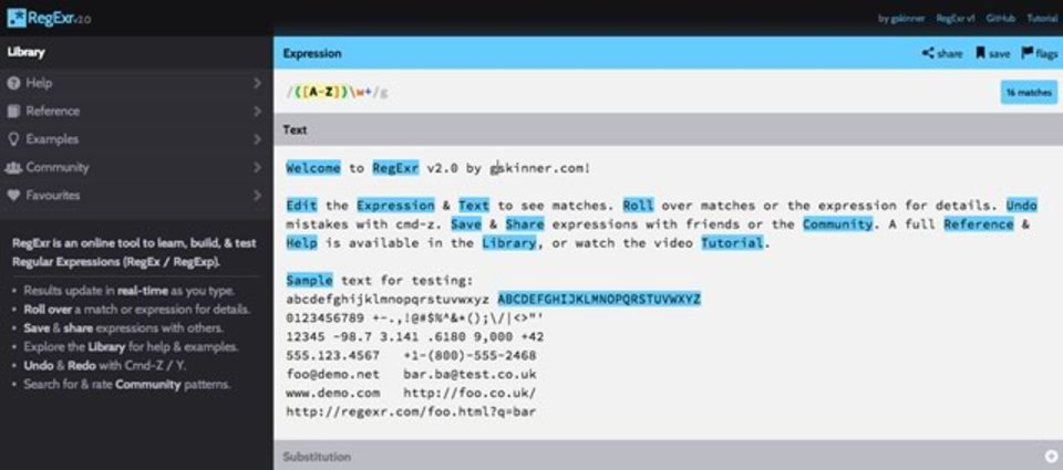 自分が書いた正規表現が正しいか、その場でチェックできるサイト「RegExr」
