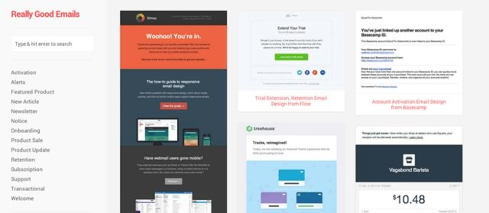 HTMLメールのお手本をまとめたサイト「Really Good Emails」