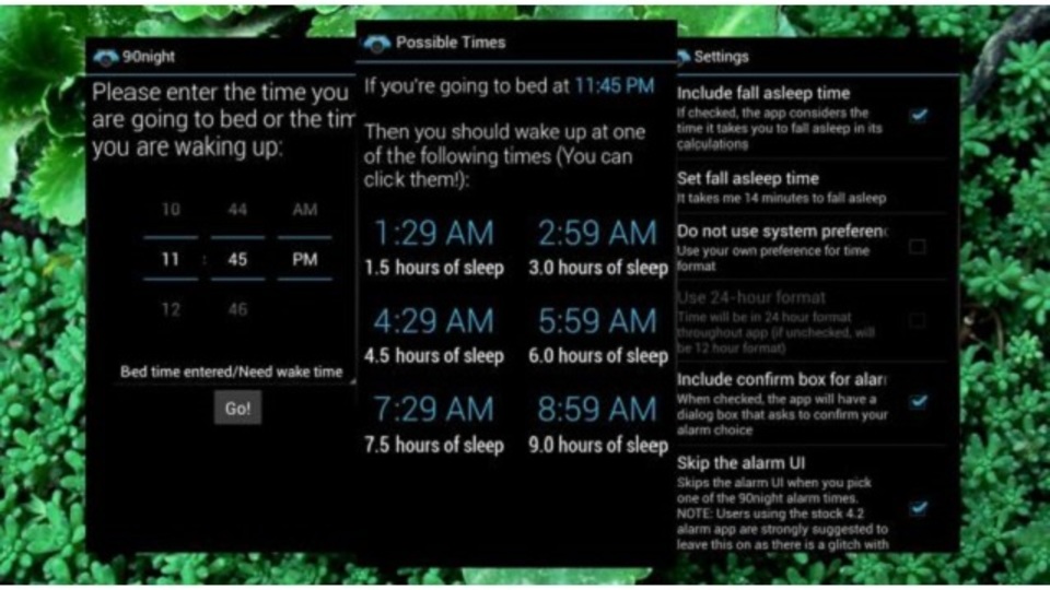 90分の睡眠サイクルに最適な起床時間を設定してくれる目覚ましアプリ『90Night』