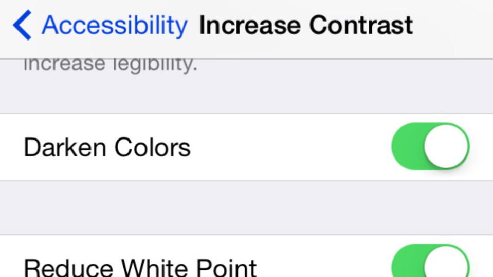 iOS 7.1の画面が明るすぎるなら、コントラストの設定を変更するべし