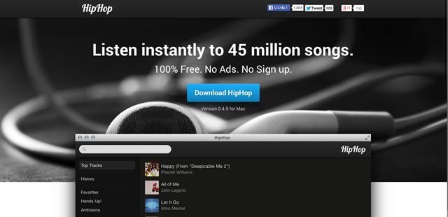 登録なしで今すぐ4500万もの楽曲を視聴できるアプリ「HipHop」