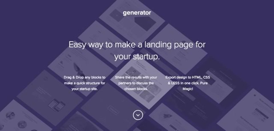 ドラッグ&ドロップでスタートアップ用のウェブサイトが作れるサイト「Generator for Startup Framework」