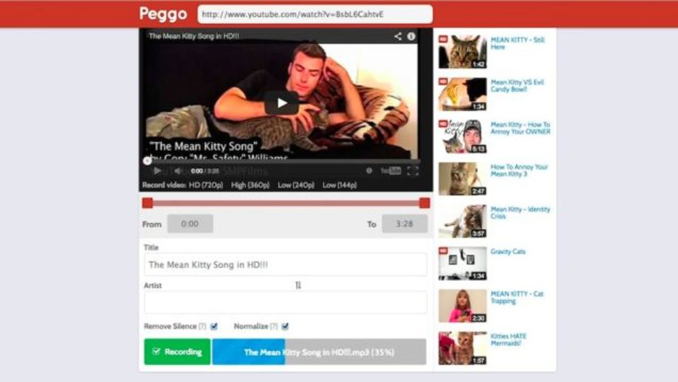 YouTube動画をオーディオに変換するサービス「Peggo」