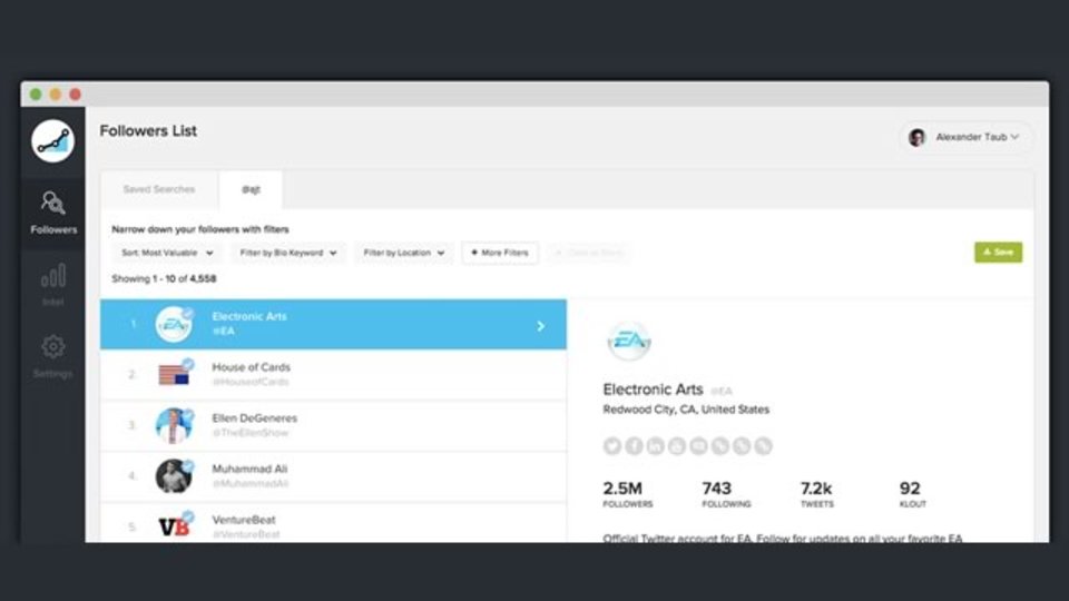 Twitterのフォロワーを様々な基準でソートできるサイト「SocialRank」