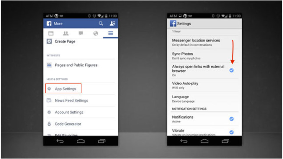Android用Facebookアプリの新機能「アプリ内ブラウザ」はオフにできる