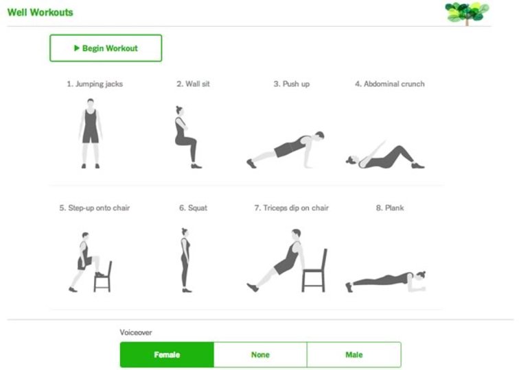 毎日7分間のエクササイズを支援してくれるサイト「Well Workouts」