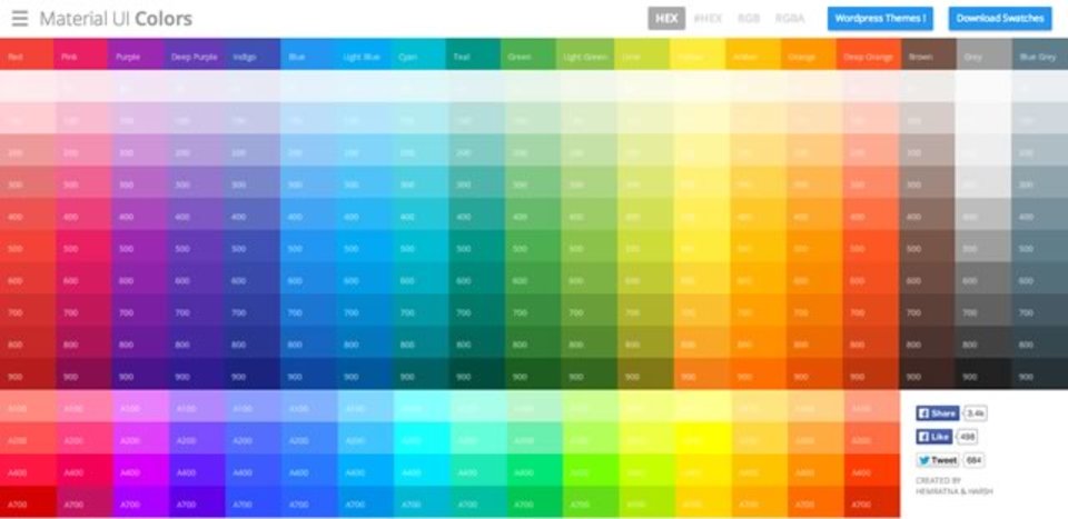 マテリアルデザインに使える配色をまとめたサイト「Material UI」