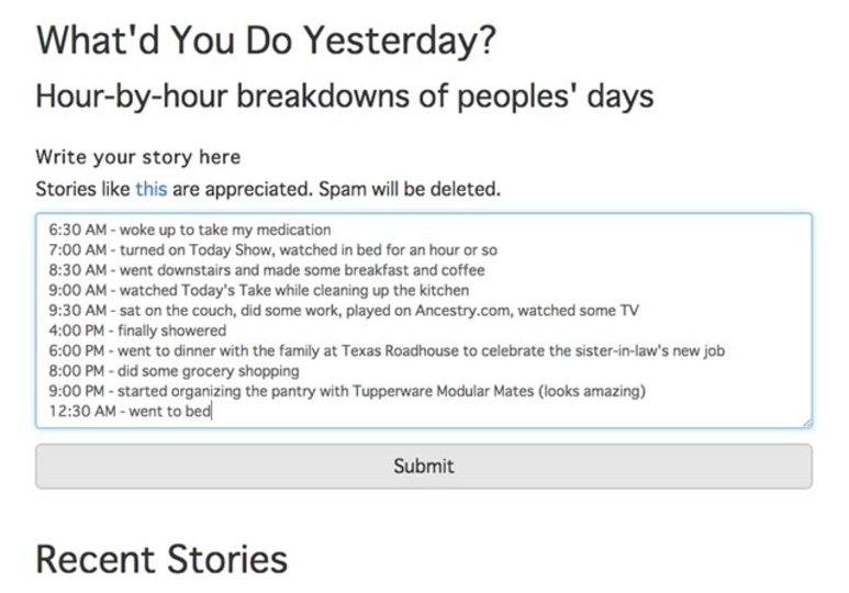 昨日何した? 一日の出来事を匿名で共有できるサービス「What'd You Do Yesterday?」