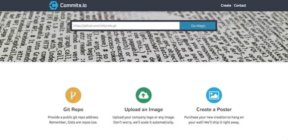 Gitで管理しているコードをポスター化できるサイト「Commits.io」