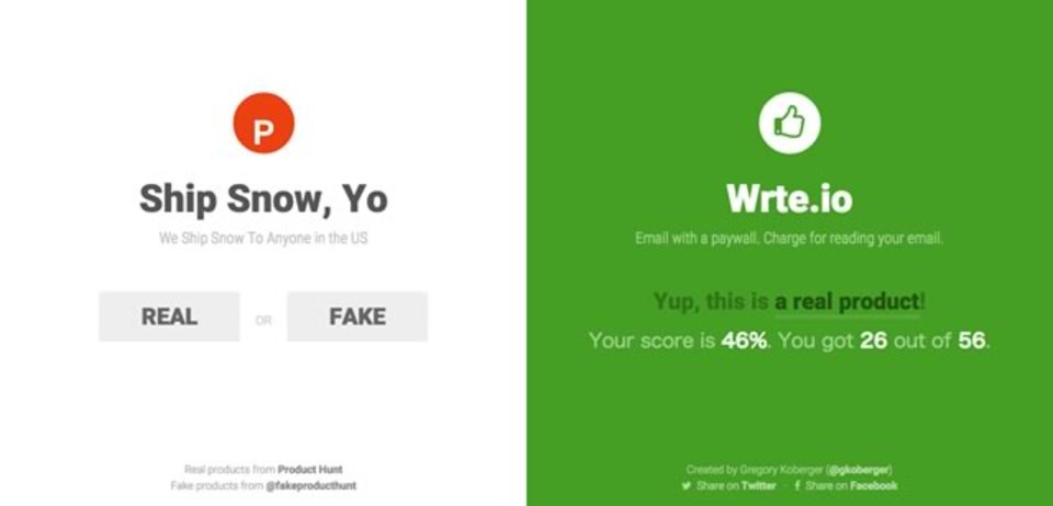 提示されたWebサービスが存在するかどうかを当てるゲーム「Real or Fake?」