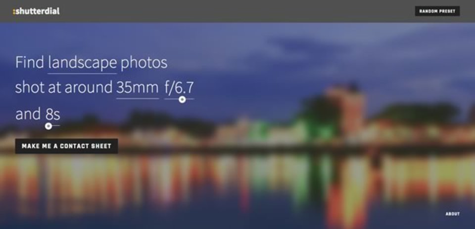 指定した焦点距離や絞り、シャッタースピードで写真を検索できるサイト「shutterdial」