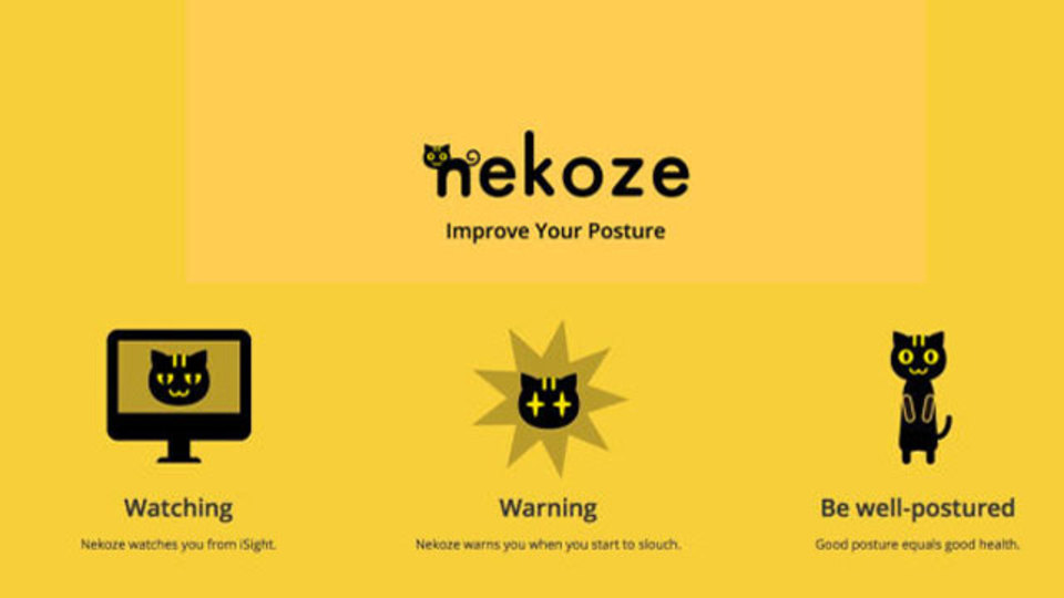 Mac版『Nekoze』を使うとかわいい猫が姿勢を矯正してくれます