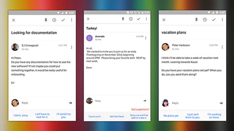 メールアプリ『Inbox』に返信を予想して書いてくれるSmart Replyが追加