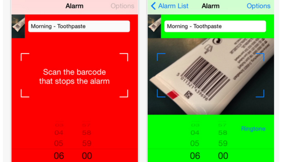 バーコードをスキャンするまで鳴り止まない、画期的な目覚ましアプリ『Barcode Alarm Clock』