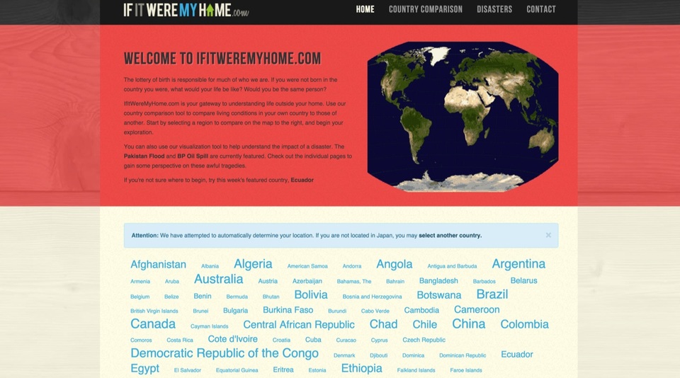 世界各国の生活水準を比較できるサイト「If It Were My Home」