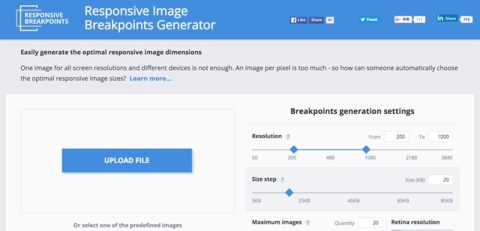 レスポンシブデザイン用の画像を一括生成してくれるサイト「Responsive Image Breakpoints Generator」