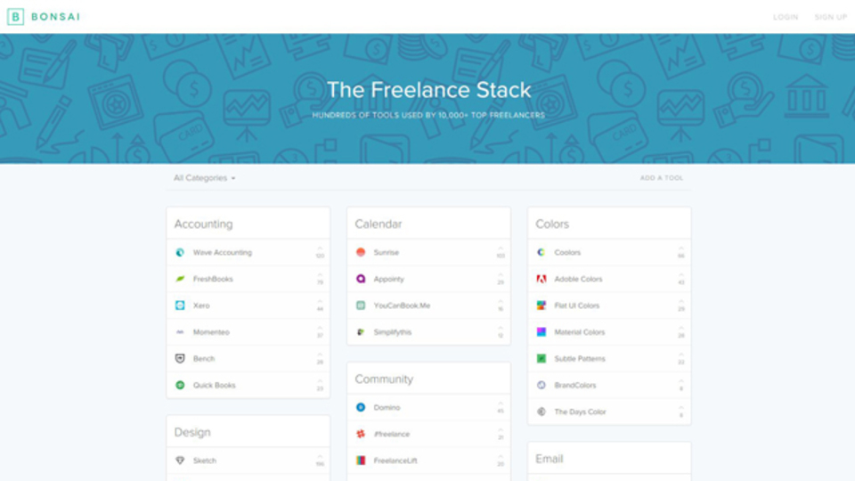 フリーランスが重宝するウェブサービスを集めたサイト「The Freelance Stack」