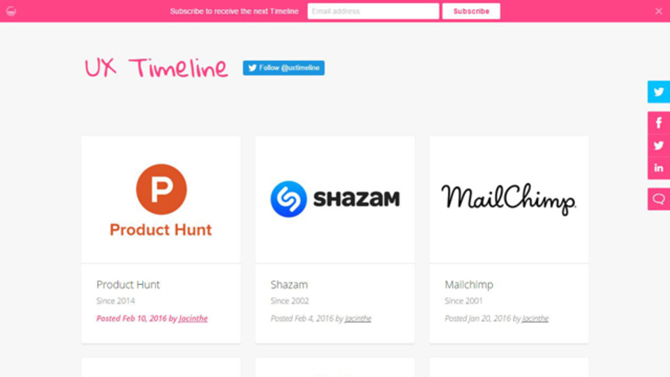 人気ウェブサービスのUXの歴史を振り返ることができるサイト「UX Timeline」