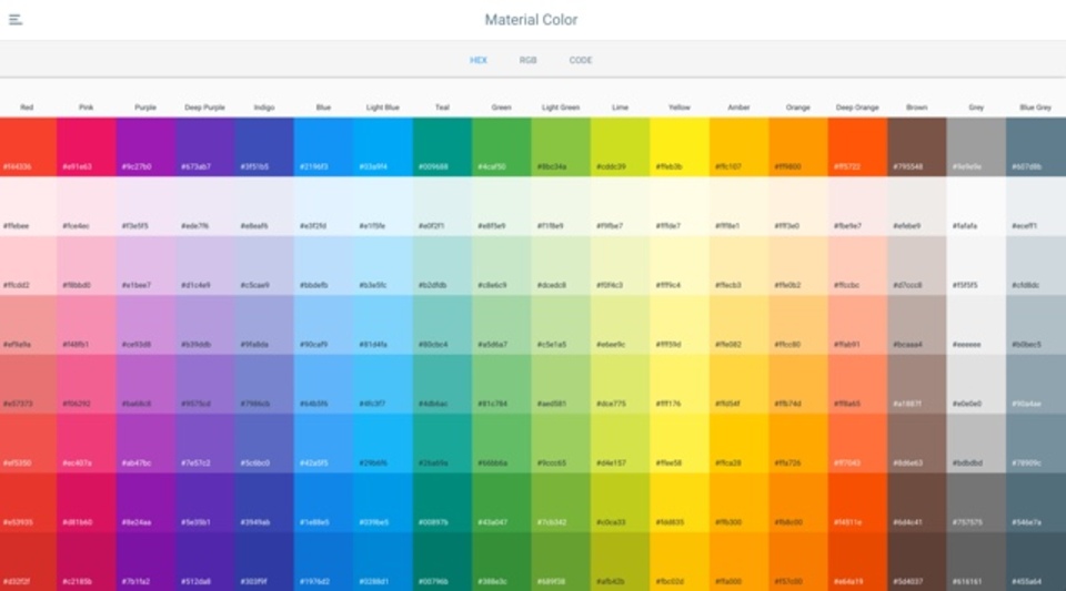 マテリアルデザインによく使われる色をまとめたサイト「Material Color」