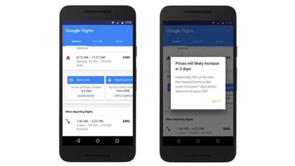 Googleフライトに新機能。航空券の価格が上がりそうな時にアラートしてくれます