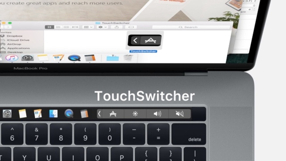 新型MacBook ProのTouch BarにDockのアプリ一覧を表示できるアプリ「TouchSwitcher」