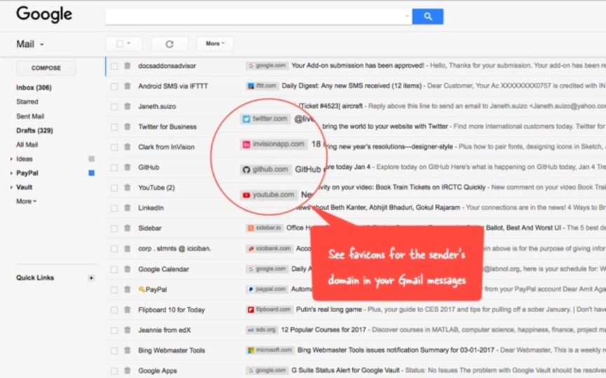 Gmailの送信元ドメインがひと目で分かる拡張機能「Gmail Sender Icons」
