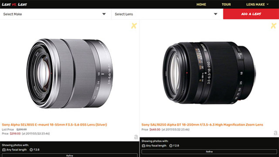 レンズを変えると写真がどう変わるのかを実感できる「Lens Vs. Lens」