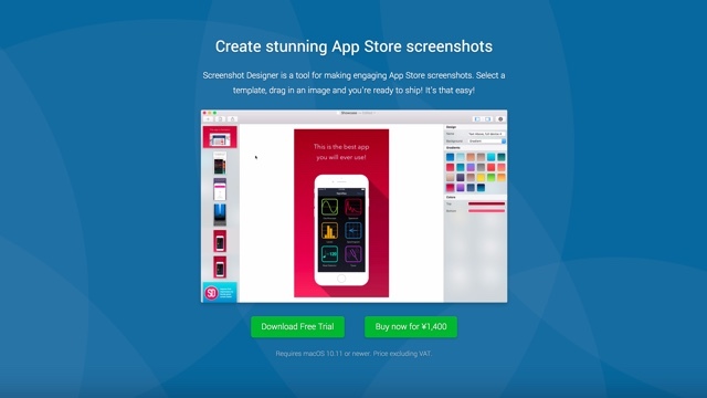 App Store用のスクリーンショットを簡単に作成できるツール「Screenshot Designer」
