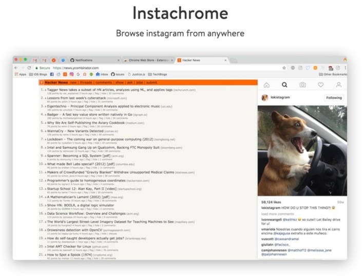 ウェブページを閲覧中にいつでもInstagramを確認できる拡張機能「Instachrome」