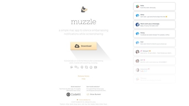 Macでスクリーン共有中だけ通知が出ないようにするツール「Muzzle」